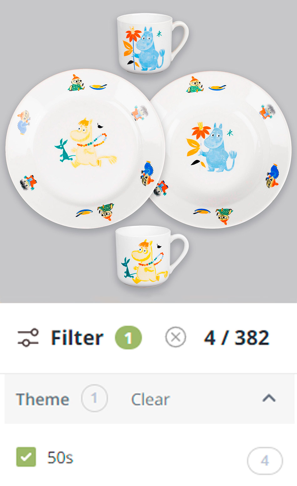 moomin childrens dishes 50's